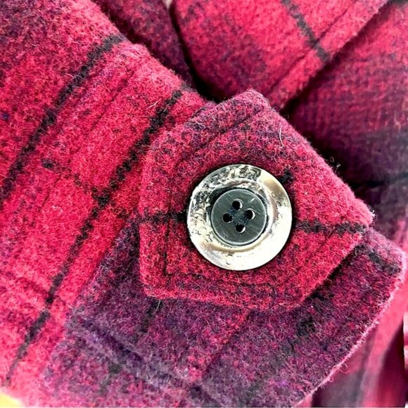 Powder River Outfitters Double Breasted Coat Wool Blend & Leather Collar Size L - Picture 6 of 12